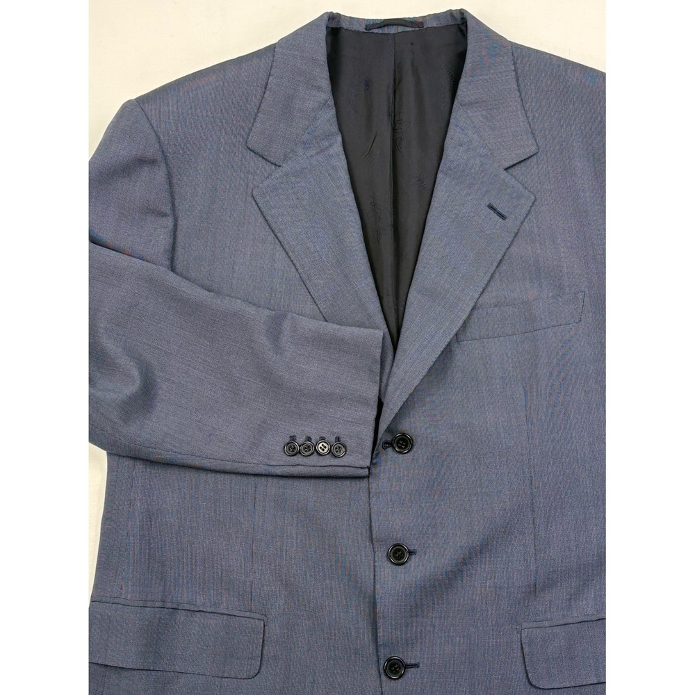 VTG Brioni Augosto Wool/Silk 3-Button Ventless Blazer 42R Blue/Gray Italy EUC